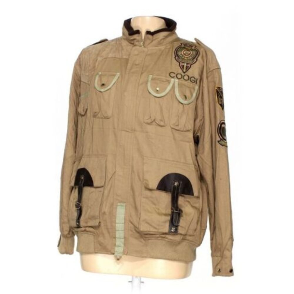 Coogi Australia 100% Cotton Heavy Jacket Coat Lined Zip Multi Pocket size XL